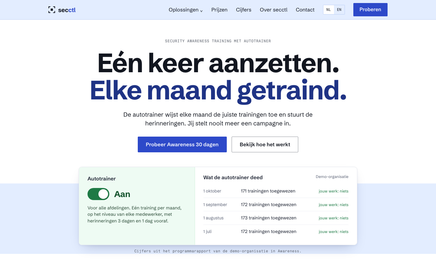 Ontwerp 02 op een laptop: Eén keer aanzetten. Elke maand getraind.